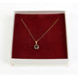 9ct gold chain and sapphire set pendant