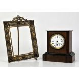 Victorian stone inset gilt metal table picture frame, with foliate scrolls, aperture 18 x 14 cm,