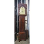 18th century mahogany longcase clock with twin train movement, painted dial with roman numerals