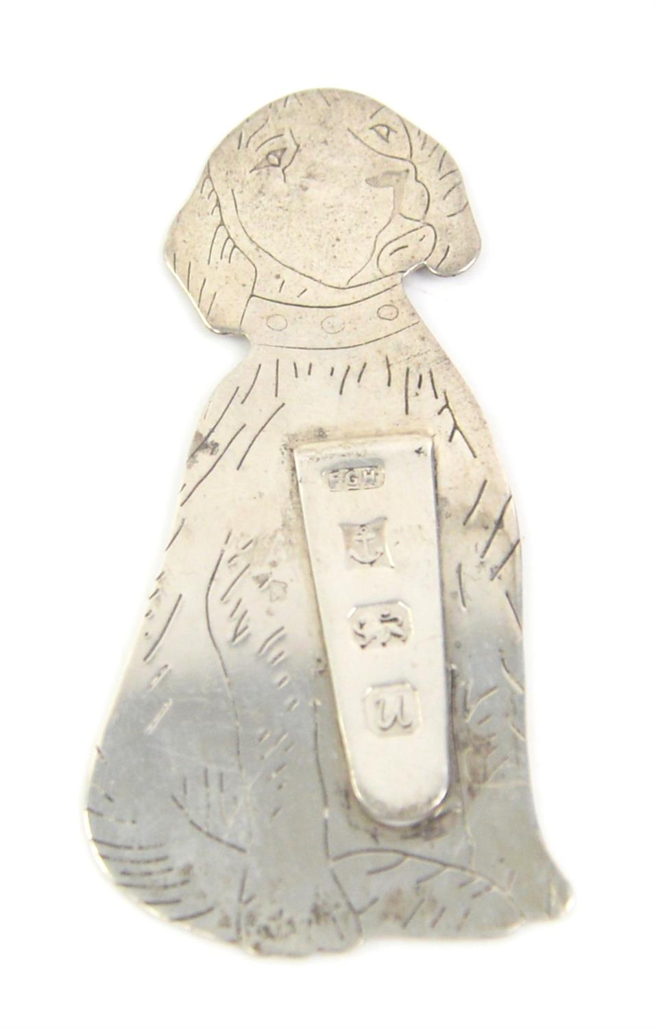 Novelty silver bookmark in the form of a dog,