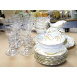 Set of six 19th century glass rummers with dimpled bowls and bubble knops, together with a