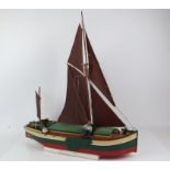 Scratch built model of a Thames sailing barge 'Rosie' with two masts, 63cm long,