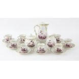 Richard Ginori mid-18th century style porcelain coffee service comprising coffee pot, sugar bowl,