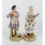 AMENDED DESCRIPTION - Pair of Choisy le Roy figures modelled as a male flutist and a female lutist,