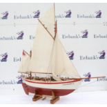 Painted plywood and plastic radio controlled model of 'Colin Archer RS No.1' yacht, 128cm long,