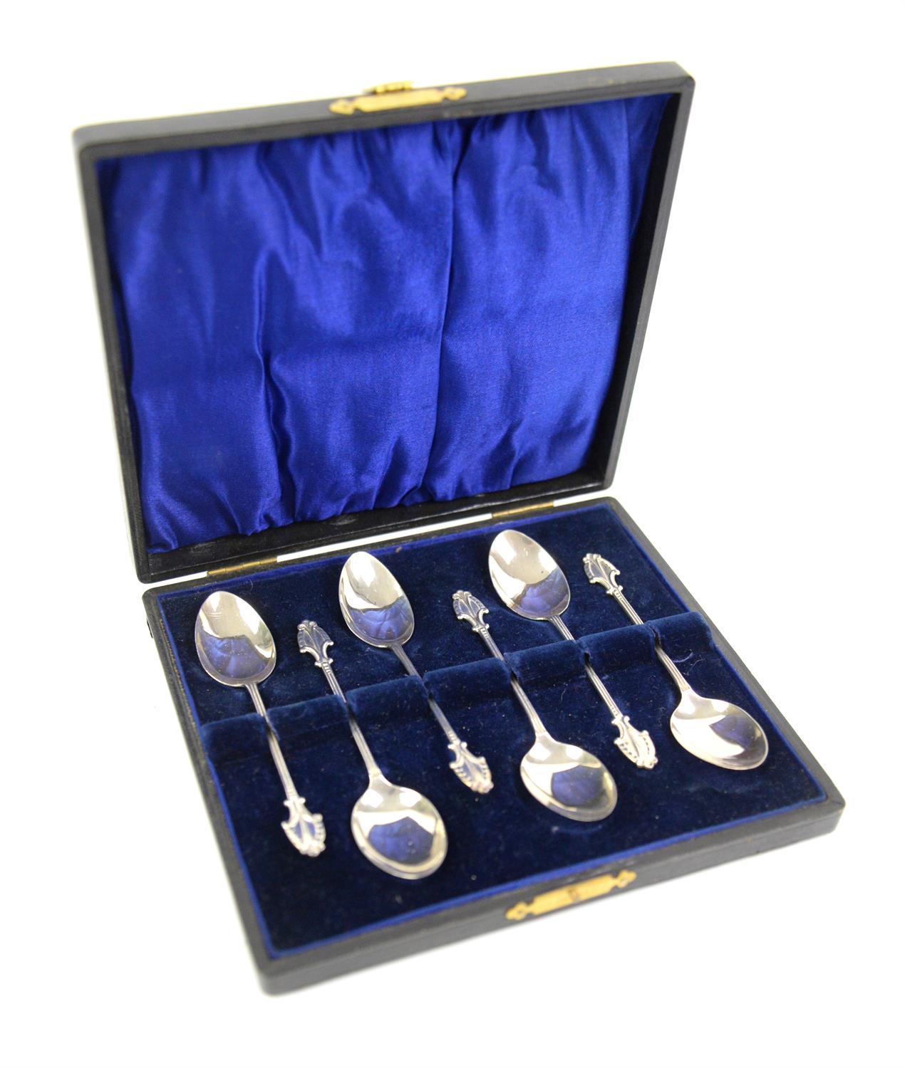 Cased set of silver spoons by AJB, Birmingham, 1907
