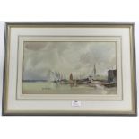 Sybil Mullen Glover (1908-1995), harbour scene with yachts to foreground, watercolour,