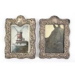 Two silver photo frames of similar design, Birmingham 1906 and 1899
