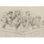 Alfred Concanen (Irish, 1835-1886), 'An Audience', pencil on white paper, unsigned, 9 x 13cm.