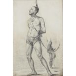 A. E. Perzac (French-American, nineteenth century), study of a captured warrior, 1843, pencil,