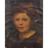 British School, c. 1800, portrait of a boy, oil on canvas, unsigned, 23 x 19cm.