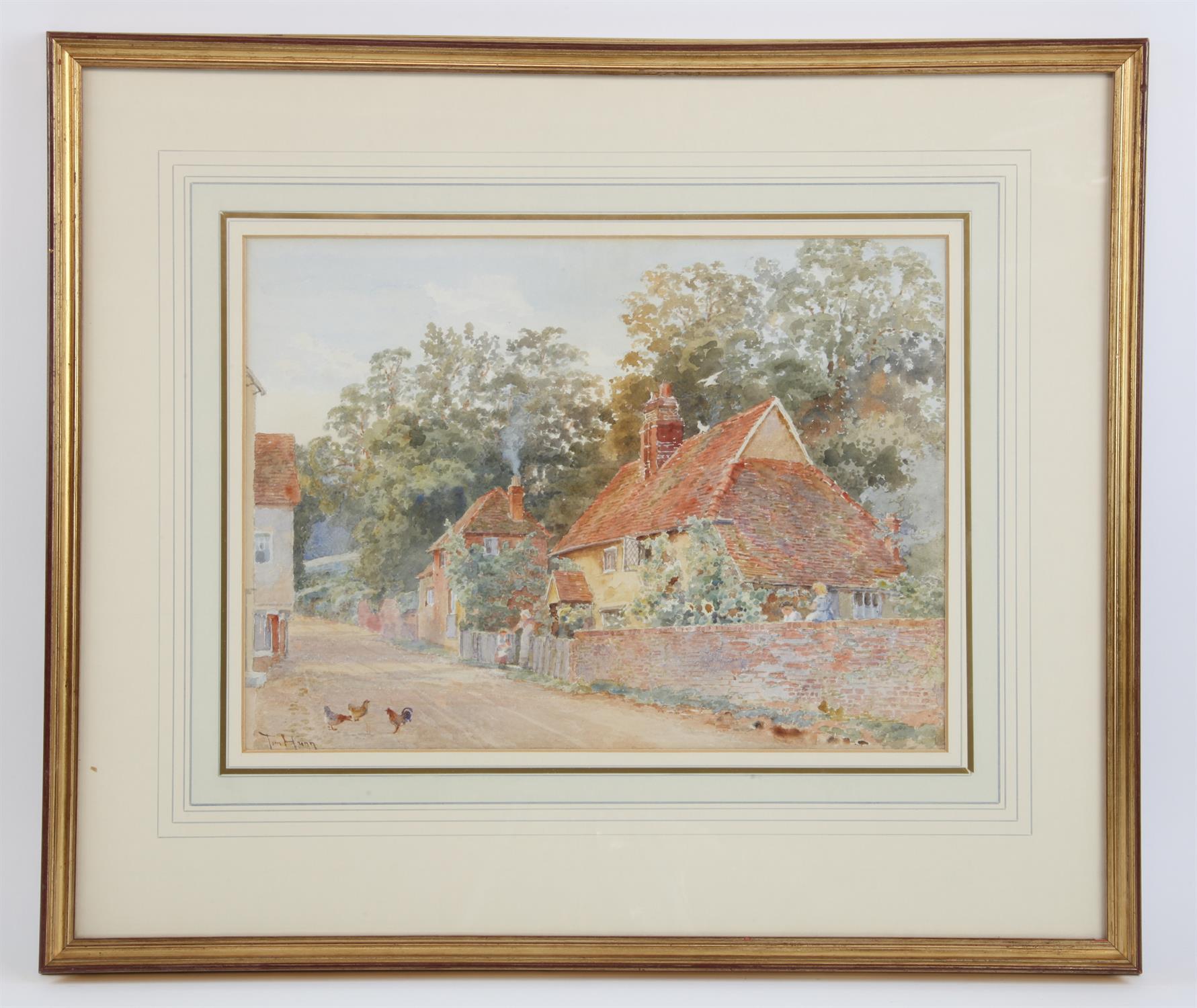 Tom Hunn (British, act.1878-1908), 'The Village Road, Shere, near Guildford', watercolour, - Image 2 of 4
