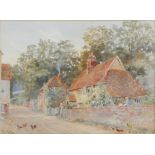 Tom Hunn (British, act.1878-1908), 'The Village Road, Shere, near Guildford', watercolour,