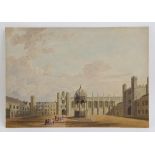 George Pyne (British, 1800-1884), Great Court, Trinity College, Cambridge, 1850, pencil and