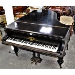 C Bechstein Model B grand piano, in an ebonised case with octagonal supports and castors.