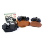 Pair of Skybolt Super binoculars 7x50, Omega 8x30 binoculars, and TCM 10-30 x 50 zoom binoculars,