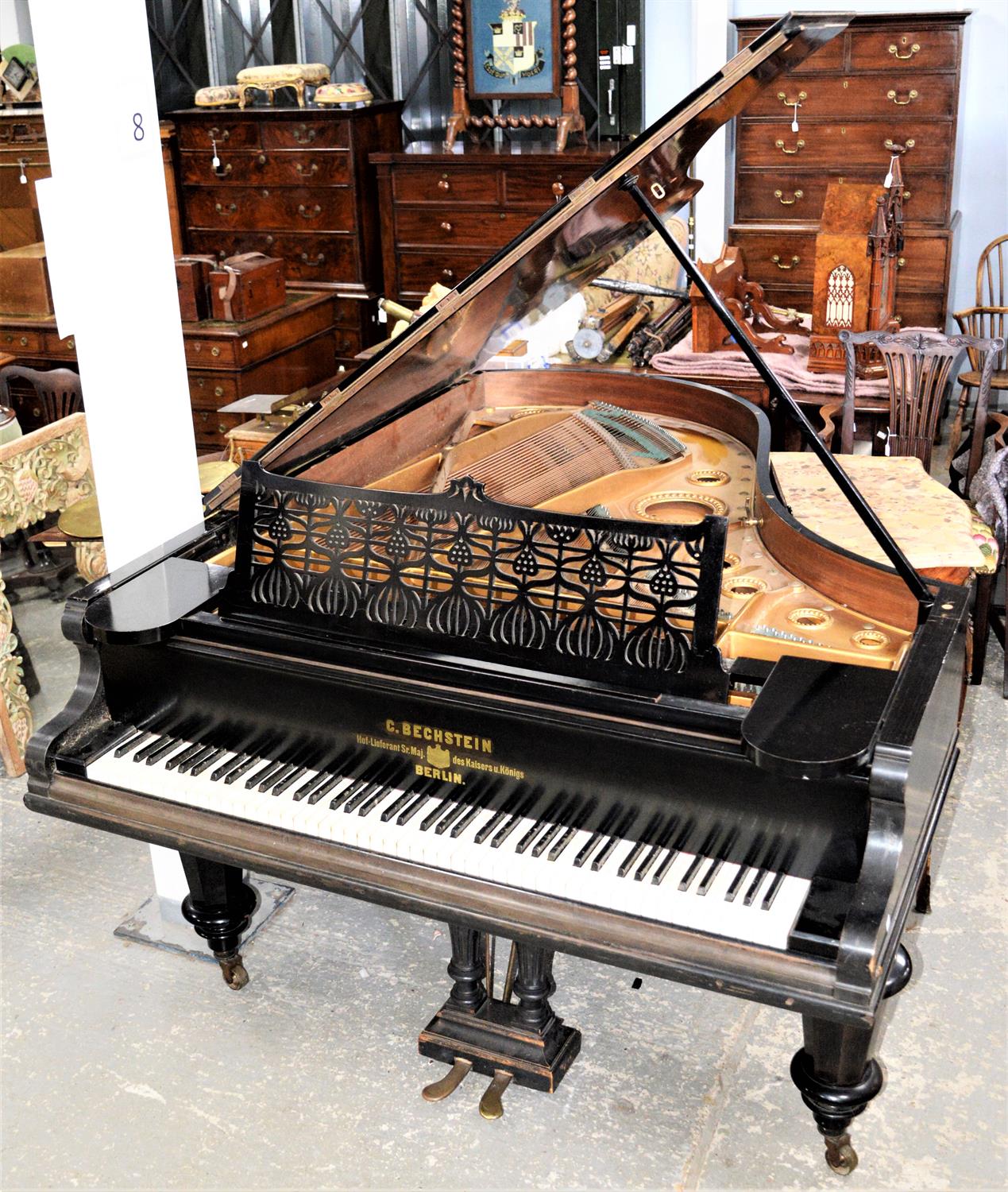 C Bechstein Model B grand piano, in an ebonised case with octagonal supports and castors. - Image 2 of 2