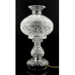 Waterford crystal lamp, 20th century, in the form of an oil lamp with hobnail decoration,