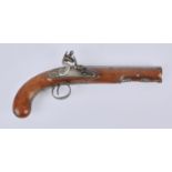 19th century octagonal barrelled flintlock pistol, lockplate engraved TWIG, the 21cm barrel marked