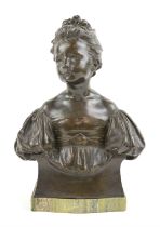 Alfred Drury (1856 - 1944), 'The Age of Innocence' - bronze bust of girl, signed A.