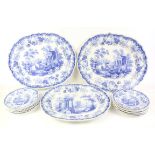 Three 19th century Rogers 'Athens' pattern meat plates two meat dishes 49cm wide other 44cm wide,