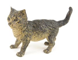 Bergmann style cold painted bronze figure of a cat, stamped Geschutzt, 12 cm high