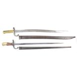 French M1866 'CHASSEPOT' Yataghan sword bayonet the 57.5cm steel blade inscribed to the back-edge