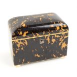 19th century tortoiseshell tea caddy, stamped 'Lund Maker 56 & 57 Cornhill, London',