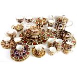 Crown Derby Imari Ware, a collection to include 1128 oval teapot H18.5cm, 1125 teapot, H15cm,