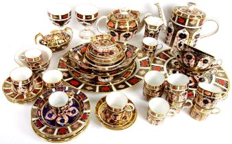 Crown Derby Imari Ware, a collection to include 1128 oval teapot H18.5cm, 1125 teapot, H15cm,