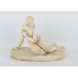 AMENDED DESCRIPTION 19th/20th century carved alabaster figure of a partially reclining nude on