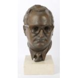 † Michael Rizzello, bronze bust of Clive Jenkins on a marble base and Oak stand, bust 46 cm high,