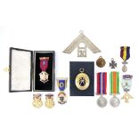 1939 War medal, Defence Medal, Church Lads Brigade 25 year medal, together with various gilt metal