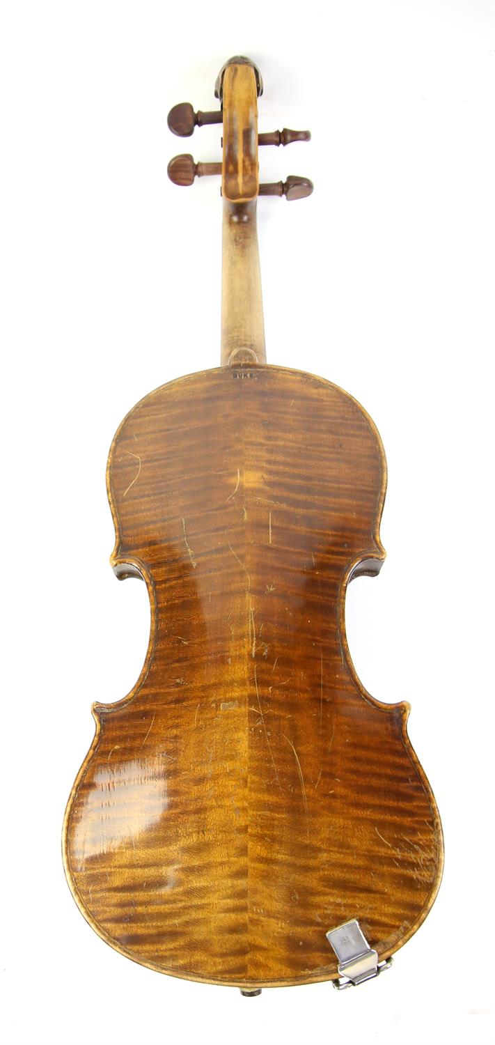 19th/20th century Duke violin with spruce top and two-piece maple back stamped 'DUKE' with lion's - Image 3 of 5