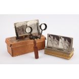 'Lothian' Stereoscope by Andrew H. Baird, with original box, together with stereo photographs from