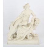 19th century Parian group depicting Ariadne and the Panther, possibly by Mintons, 37cm high,