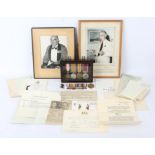 To 34491 SPR. F. C. Cook. R. E. WWI trio, Military long service medal fixed suspender and India