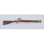 George III flintlock coach gun, the flared iron barrel with geometric brass inlay,