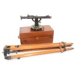 World War I period military Artillery Director (No 5, Mk 1) in wooden case. The brass theodolite