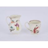 Worcester First Period sparrow beak jug, depicting Chinese figures, 9.5 cm high,