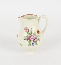 Worcester First Period sparrow beak jug, with floral sprays, 9.5 cm high, unmarked
