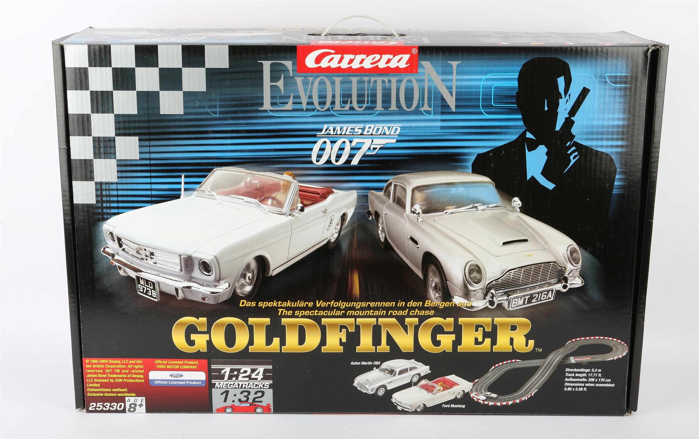 James Bond Carrera Evolution Goldfinger boxed racing set 25330, box 50 x 75 x 19 cm.