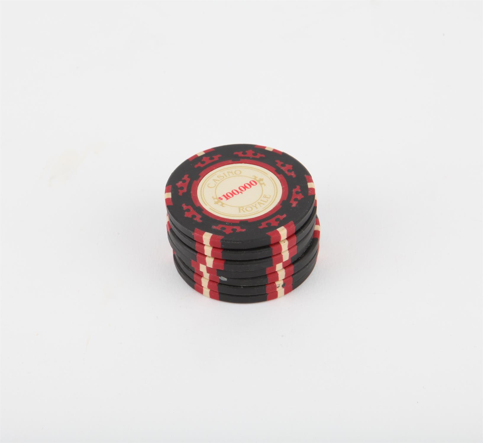 James Bond Casino Royale (2006) Seven stacked $100,000 Casino chips from the film starring Daniel