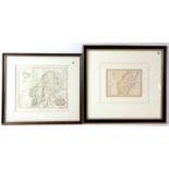 'Regni Gothiae', hand-coloured map, 44 x 54cm, framed and glazed, with framed and glazed map of