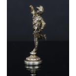 Silver desk seal in the form of a soldier holding a cross bow, 46 grams. Berthold Muller import,