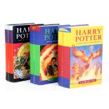 Three Harry Potter UK first editions: 'Deathly Hallows', 'Half-Blood Prince' and 'Order of the