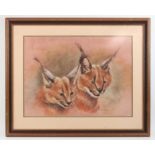 M. Ramsay (South African, twentieth century), two lynxes, pastel, signed lower right, 42 x 57cm,