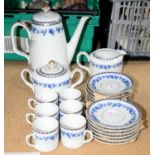 Portuguese Vista Alegre part coffee service, the white ground decorated with blue and gilt
