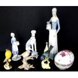 Decorative porcelain figures and birds