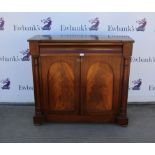 Victorian mahogany chiffonier, with concave frieze drawer over a pair of arch panelled doors and